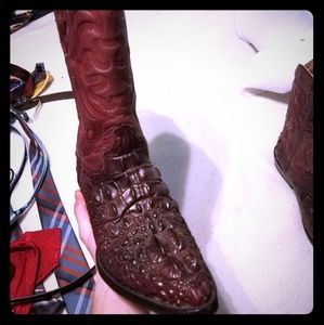 Pair of burgundy boots